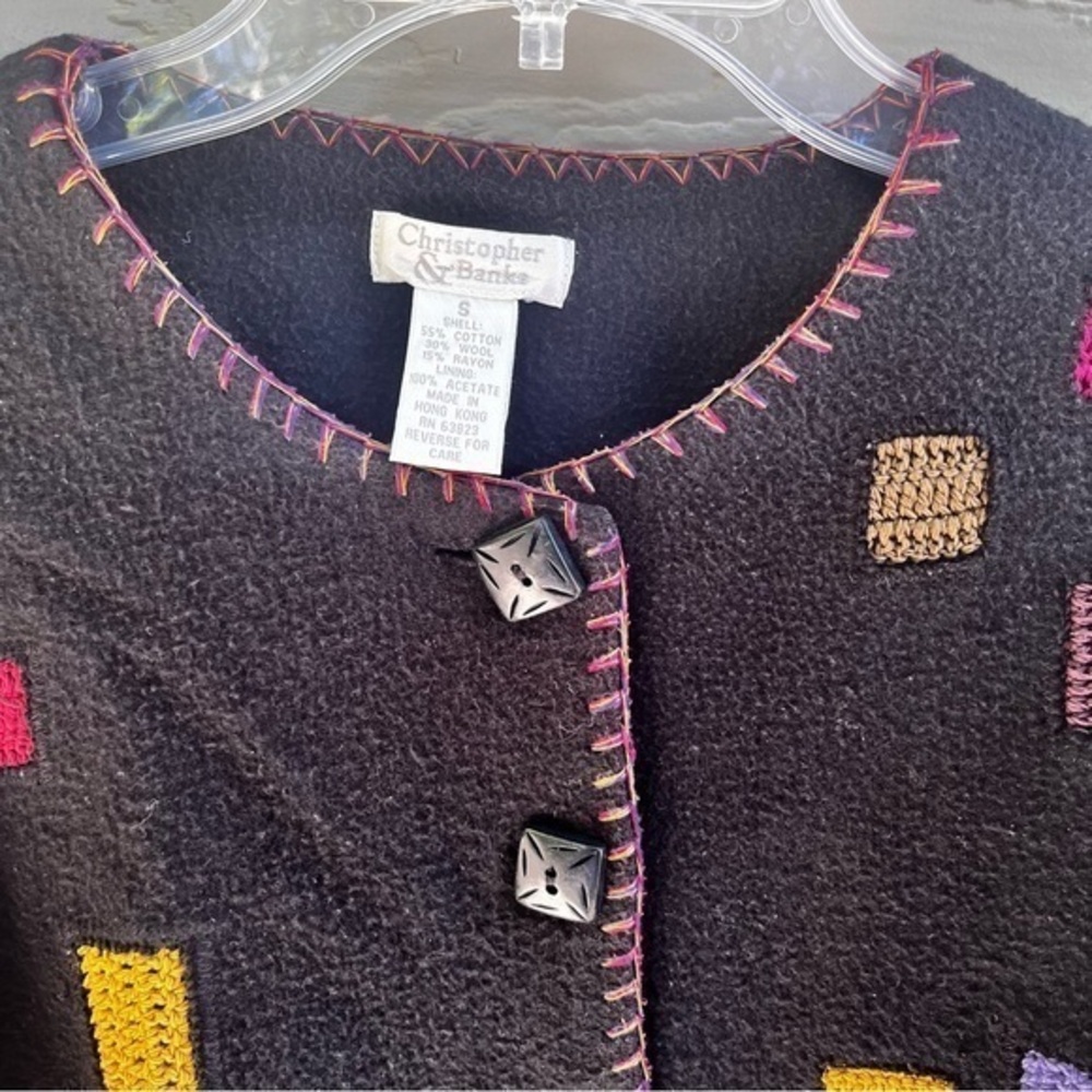 Christopher & Banks Women Embroidered Sweater Shacket Multi Black Sz S/M‎ - Picture 9 of 11